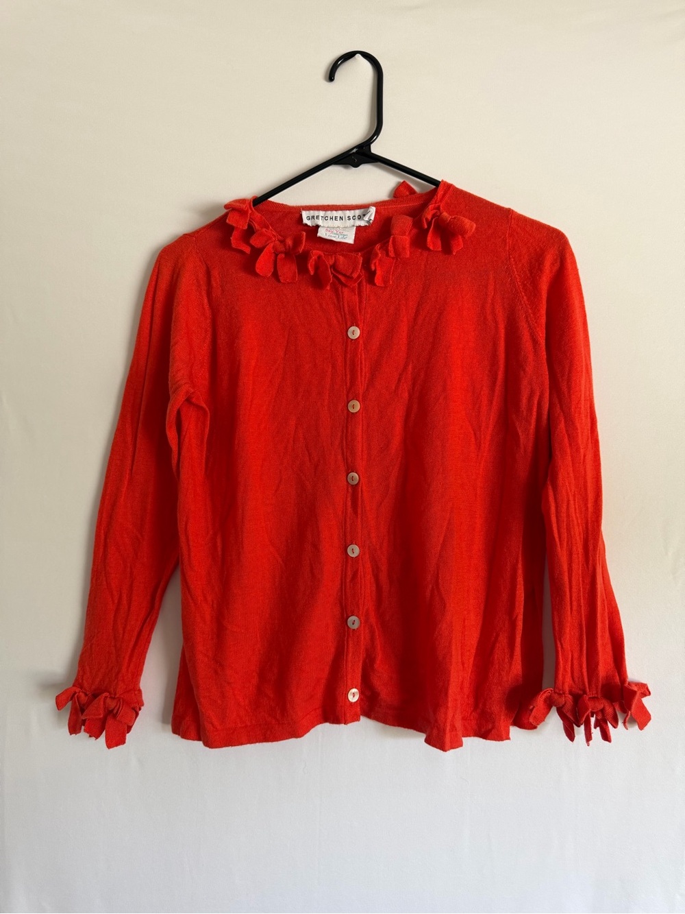 Gretchen Scott Breakfast At Tiffany's Cardigan Womens XS Bow Trimmed